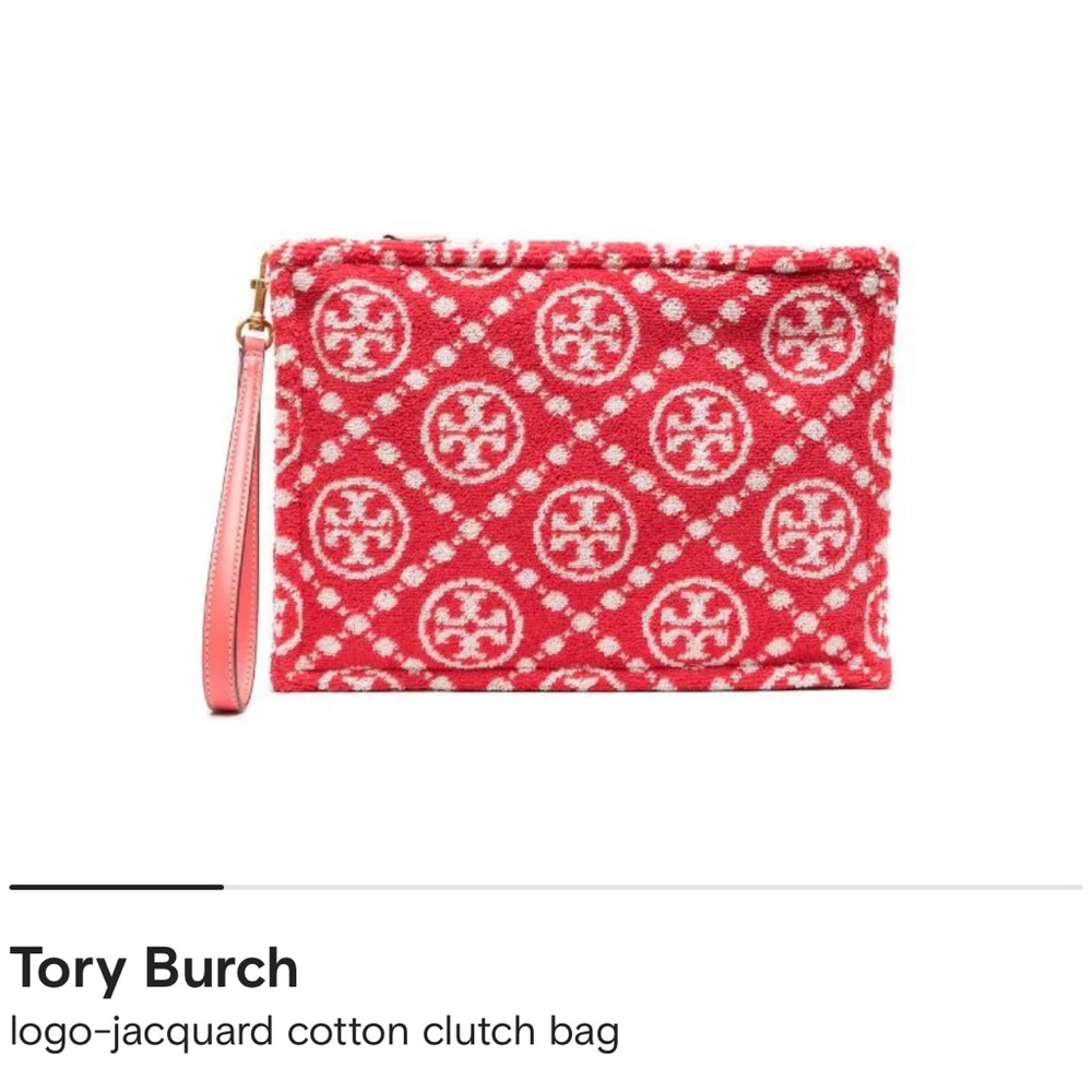 Authentic Tory Burch Monogram Clutch 100% cotton